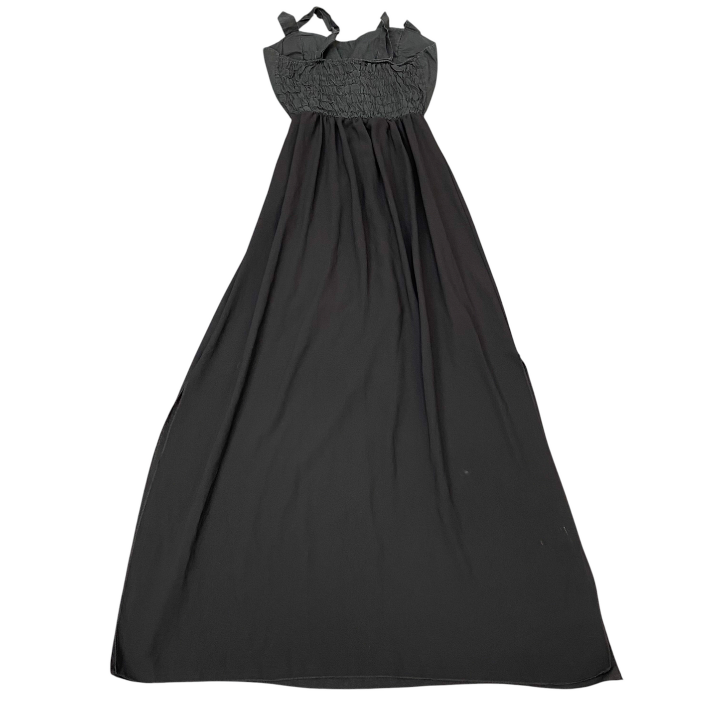 Maxi Dress Womens S Black Solid Sleeveless Padded Wide Strap Smocked Back