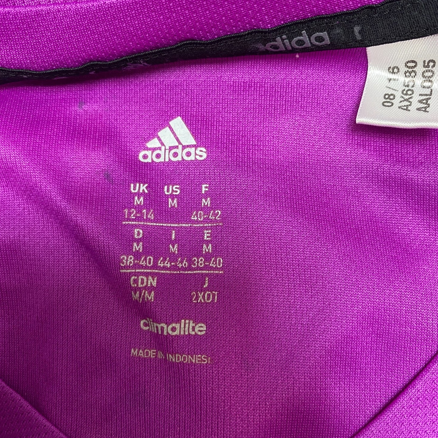 Adidas Climalite T-Shirt Womens Medium Purple 3-Stripes Short Sleeve V Neck Tee