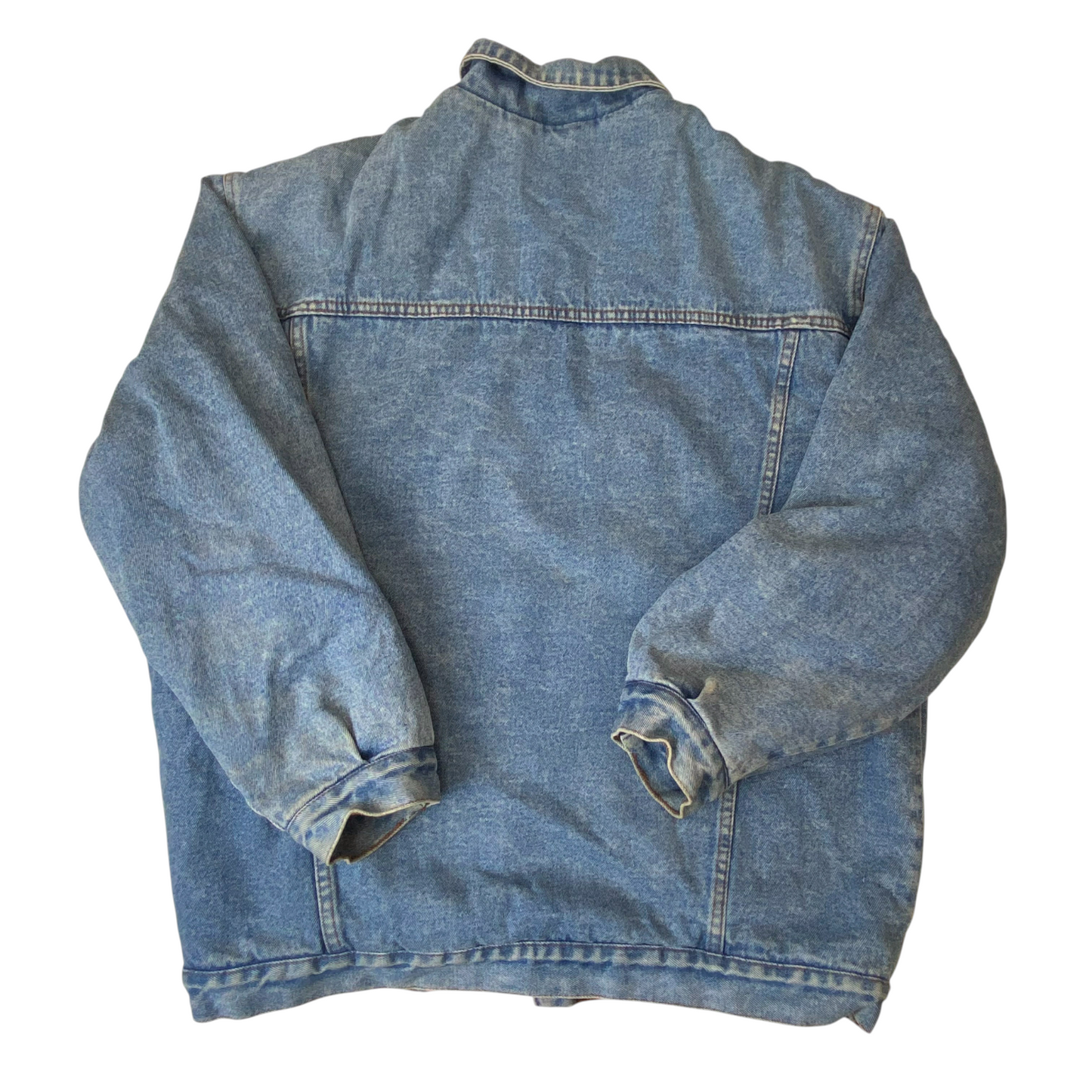 Really Trucker Jacket Mens L Blue Sherpa Lined Classic Fit Collared Button Front