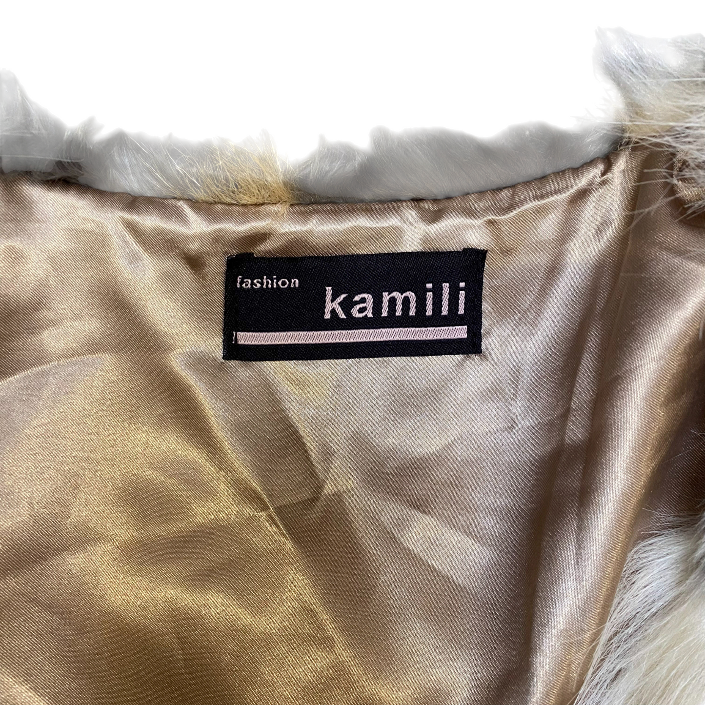 Kamili Faux Fur Vest Womens M Multi Printed Lightweight Sleeveless Open Front