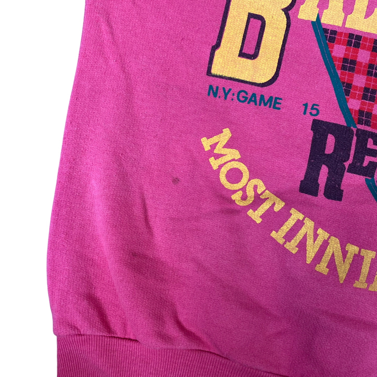 Ballplayer Record Most Inning Pitched Sweatshirt Mens Medium Pink Graphic Print