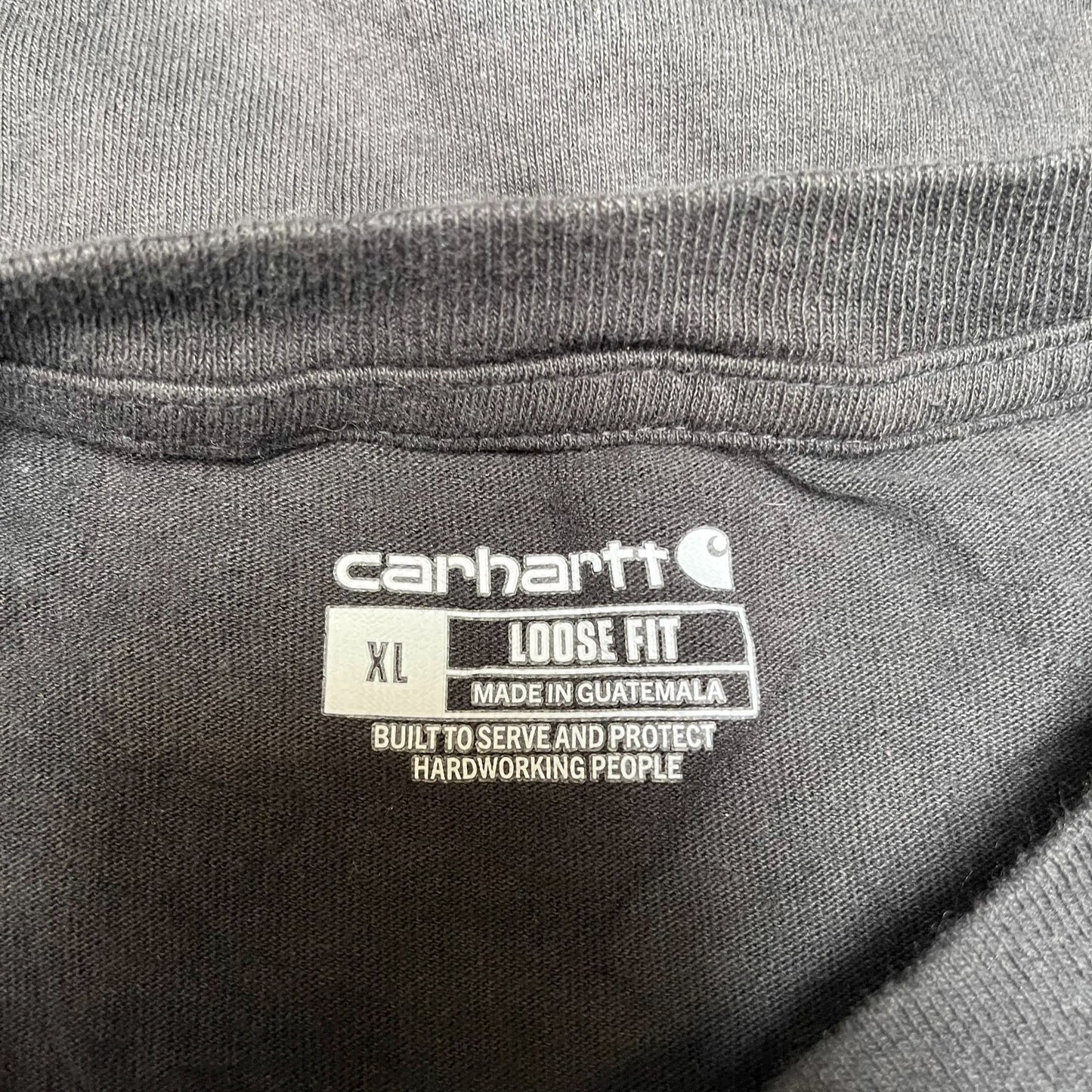 Carhartt Henley Pocket T-Shirt Mens XL Black Loose Fit Long Sleeve Workwear Tee