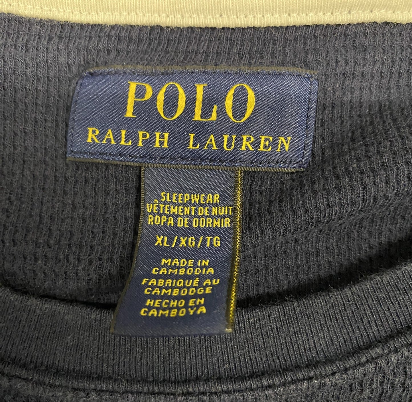 Ralph Lauren Sleepwear Pajama Shirt Mens XL Blue Pony Logo Long Sleeve Pullover