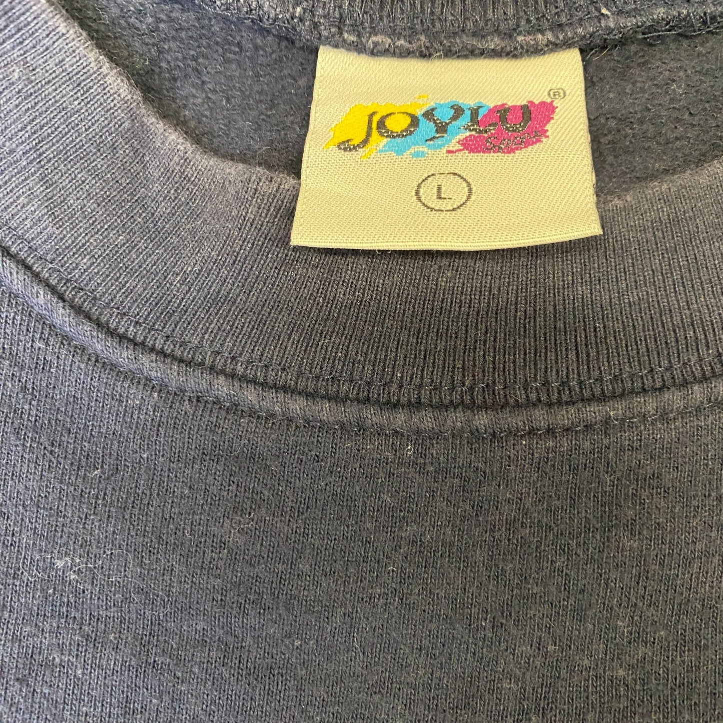 Joylu Sweatshirt Mens Large Black Chest Pocket Elbow Patch Crew Neck Pullover