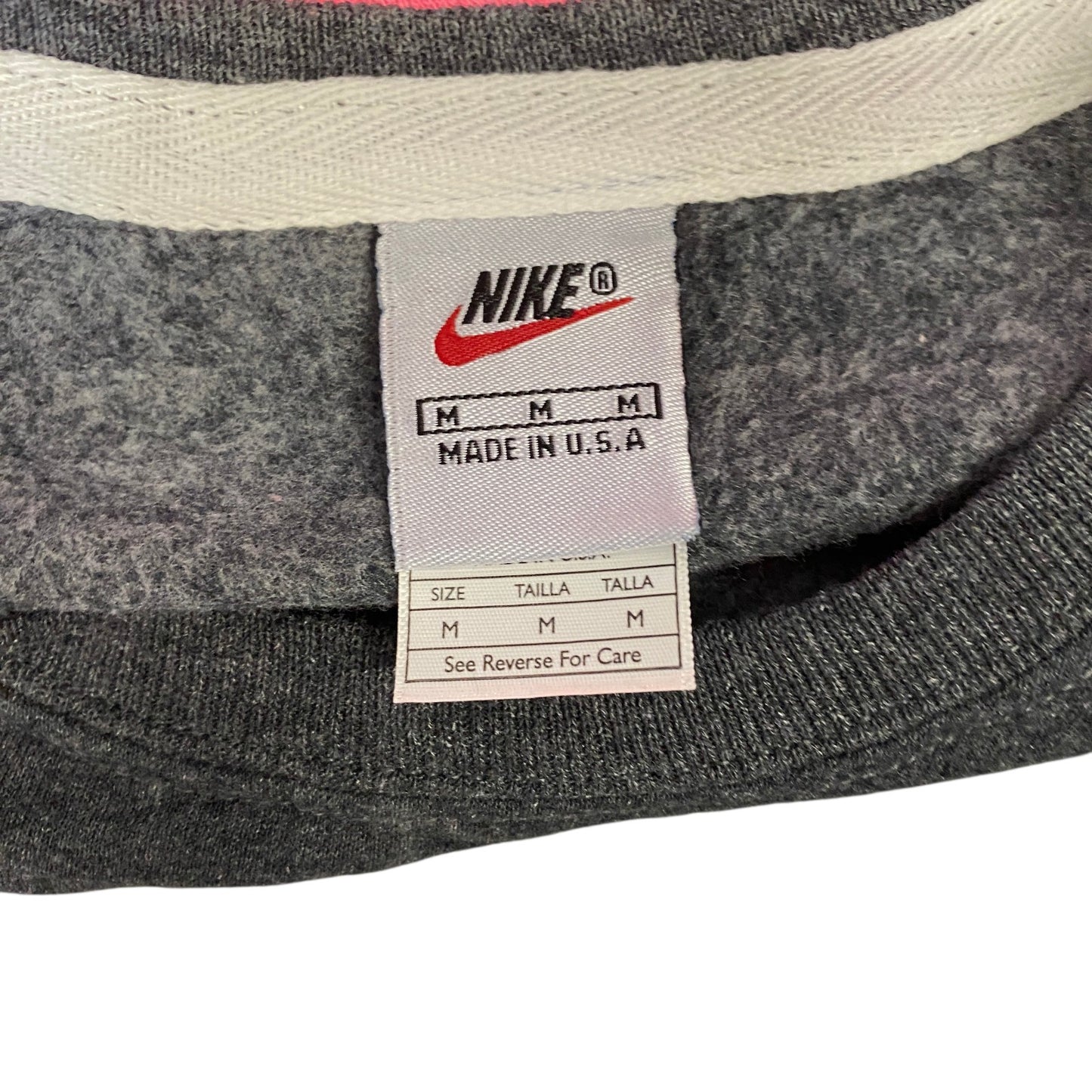 Nike Reworked Sweatshirt Mens M Pink Black Embroidered Spellout Logo Vintage Y2K