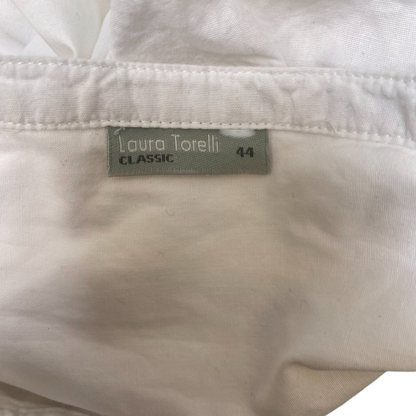 Laura Torelli Tunic Top Womens Medium White Eyelet Roll Tab Sleeve Button Front