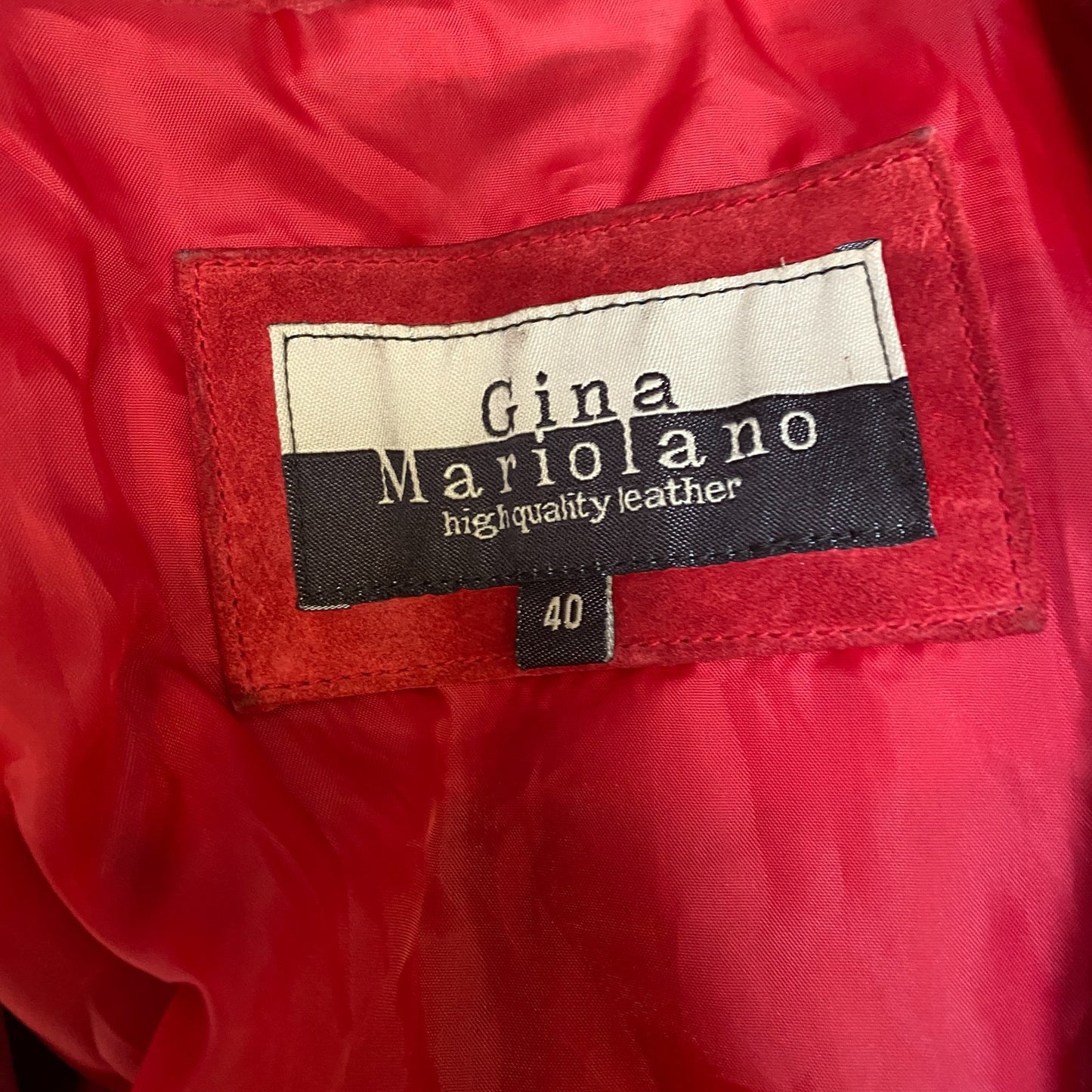 Gina Mariolano Genuine Leather Blazer Jacket Womens Medium Red Single Breasted