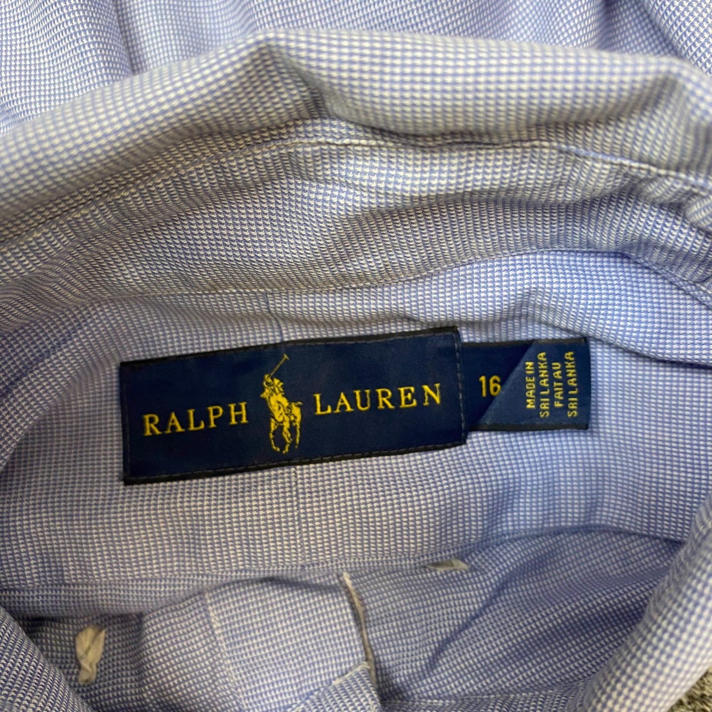 Ralph Lauren Formal Shirt Mens L Blue Solid Long Sleeve Pony Logo Button Down
