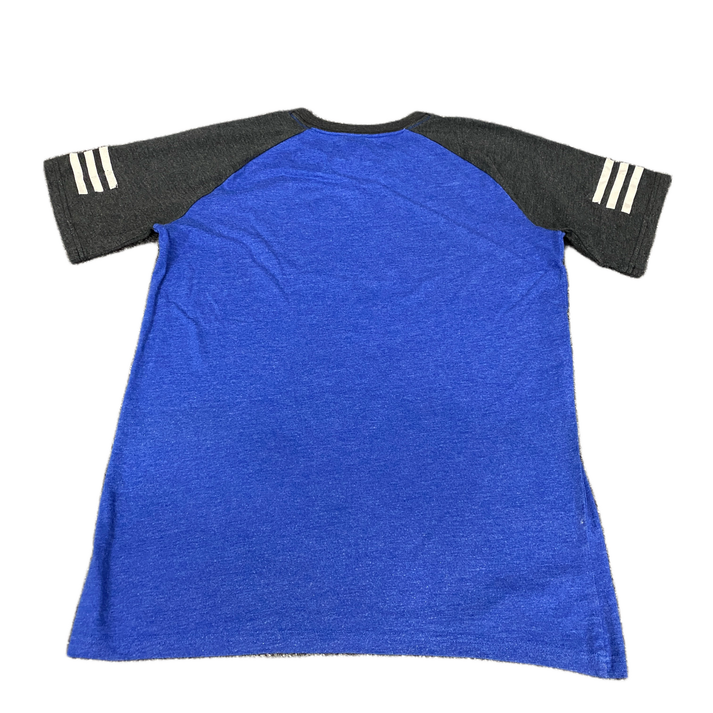 Adidas T-Shirt Girls M Blue Black Graphic Logo Short Sleeve Crew Neck Pullover