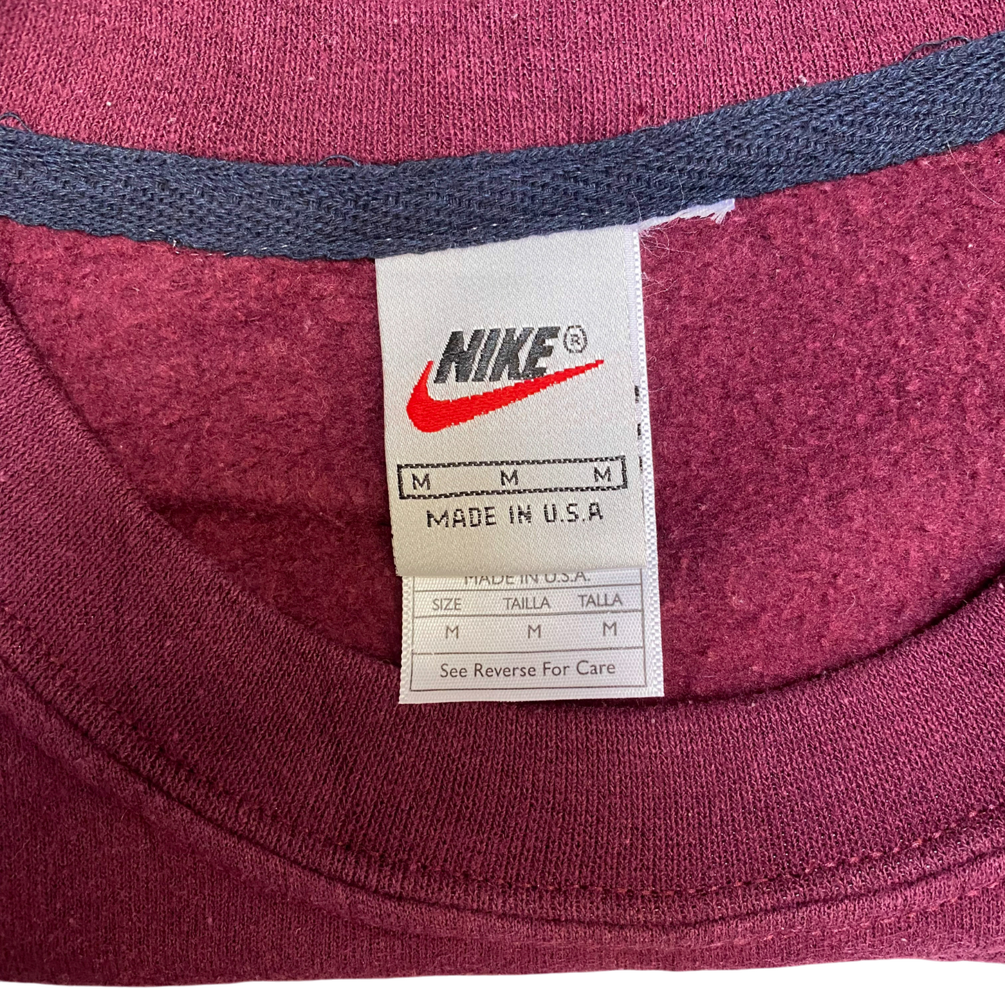 Nike Reworked Sweatshirt Mens Medium Red Blue Embroidered Spell Out Logo