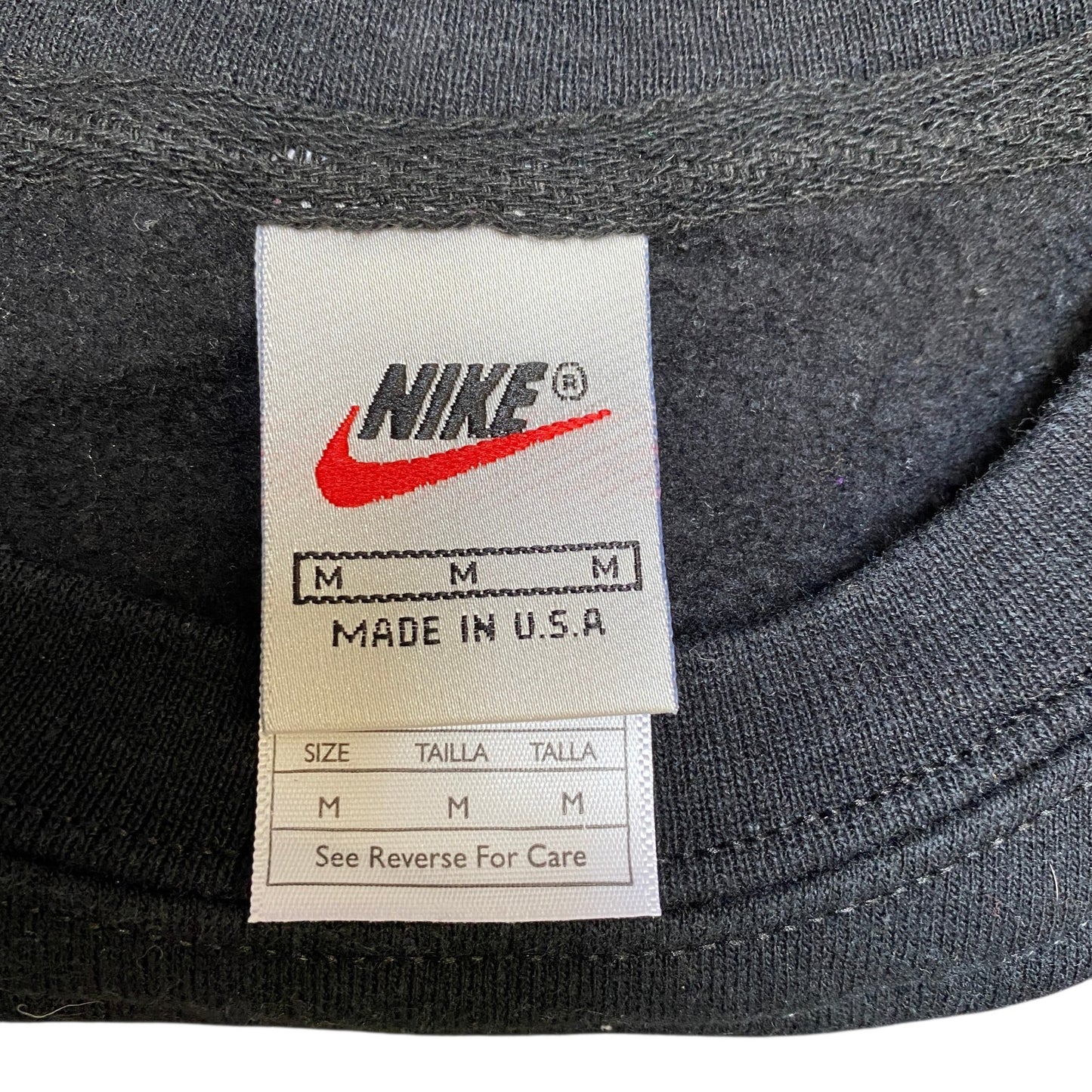 Nike Reworked Sweatshirt Mens M Black Purple Embroidered Spellout Logo Vtg Y2K