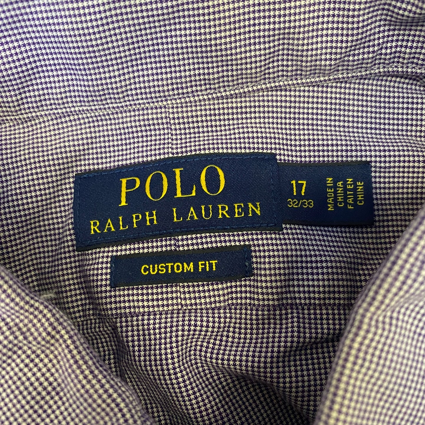 Polo Ralph Lauren Dress Shirt Mens 17 Grey Custom Fit Long Sleeve Button Up