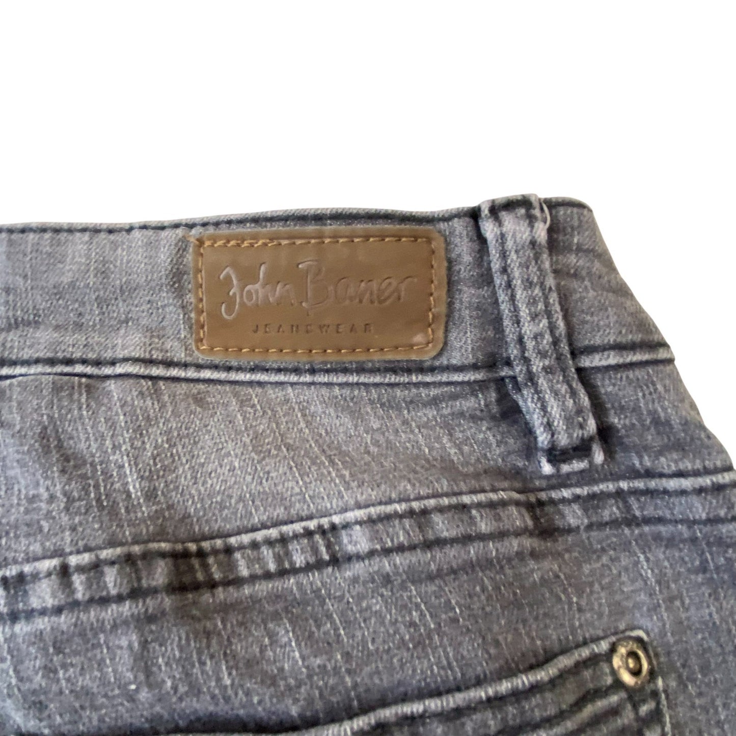 John Baner Jeans Womens Large W30 L29 Grey Denim Bootcut Flat Front Outdoor