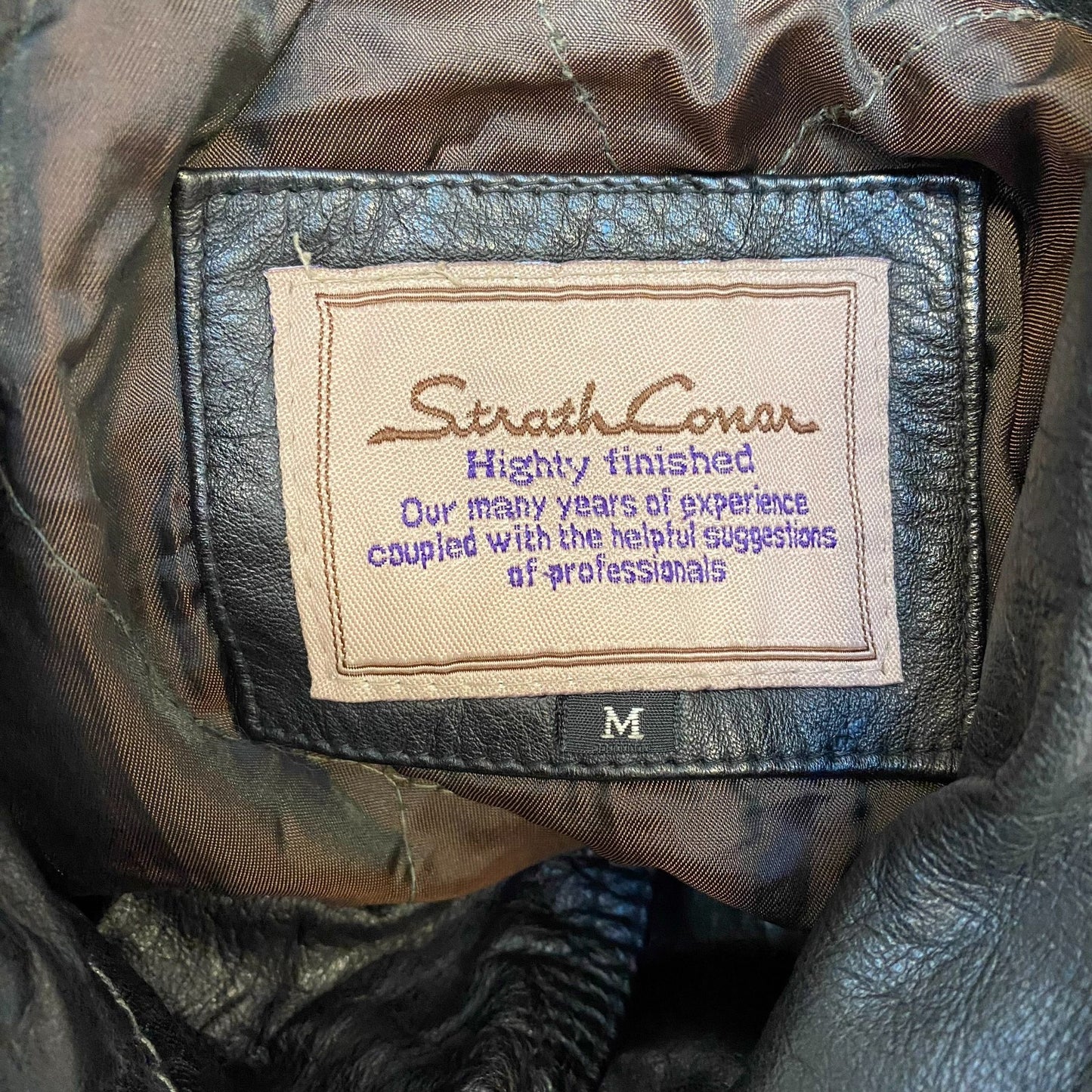Strath Conar Leather Jacket Womens Medium Black Lined Collared Button Front