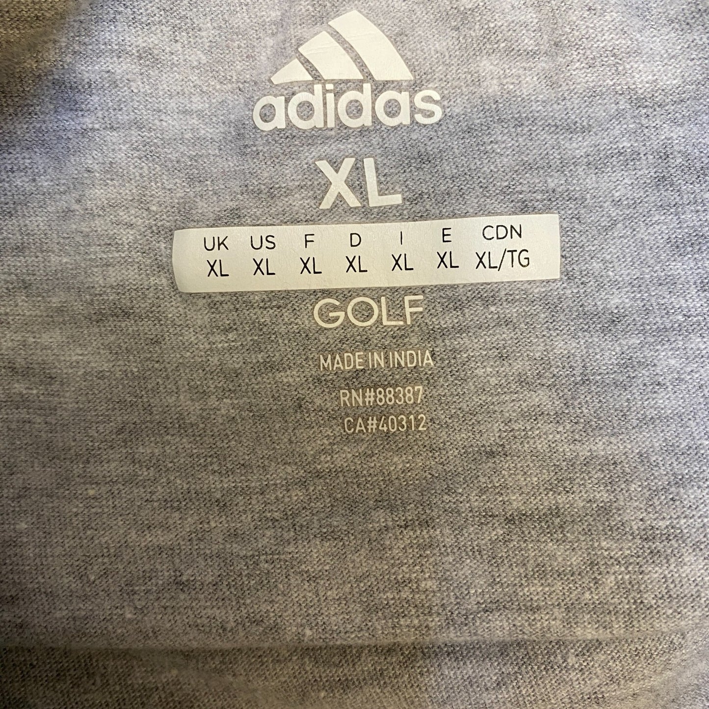 Adidas Essential Golf T-Shirt Womens XL Grey Heathered Big Logo Short Sleeve Tee