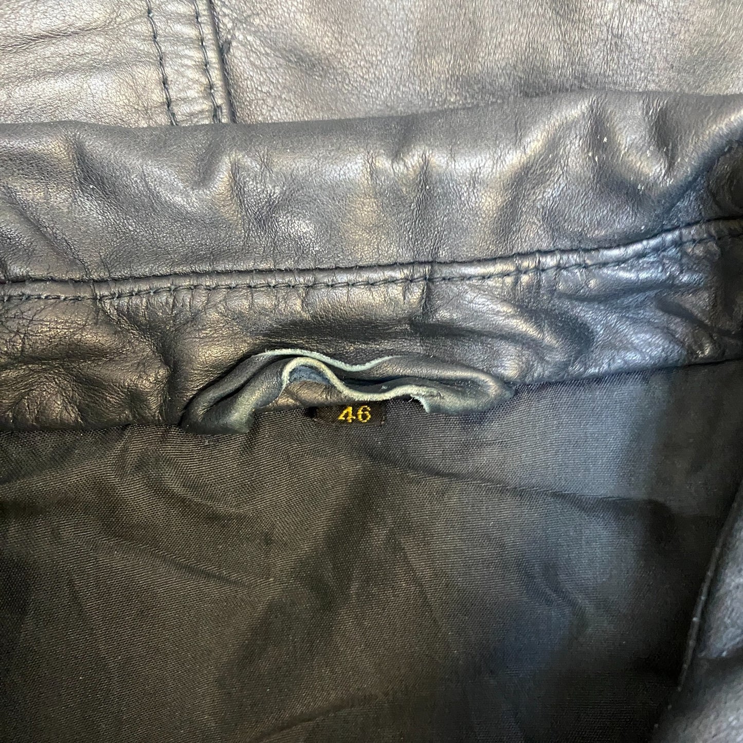 Womens Leather Jacket Medium Black Lined Utility Long Sleeve Collar Button Front