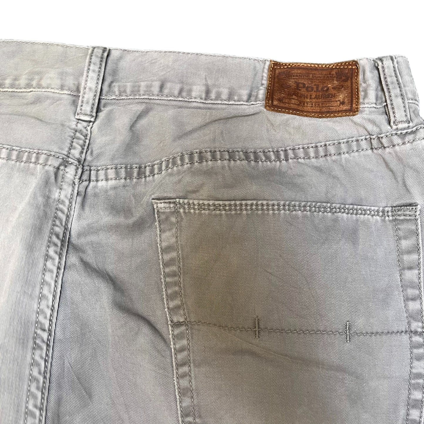 Polo Ralph Lauren Shorts Fits as Mens XL 35" Waist Grey Denim Embroidered Pony