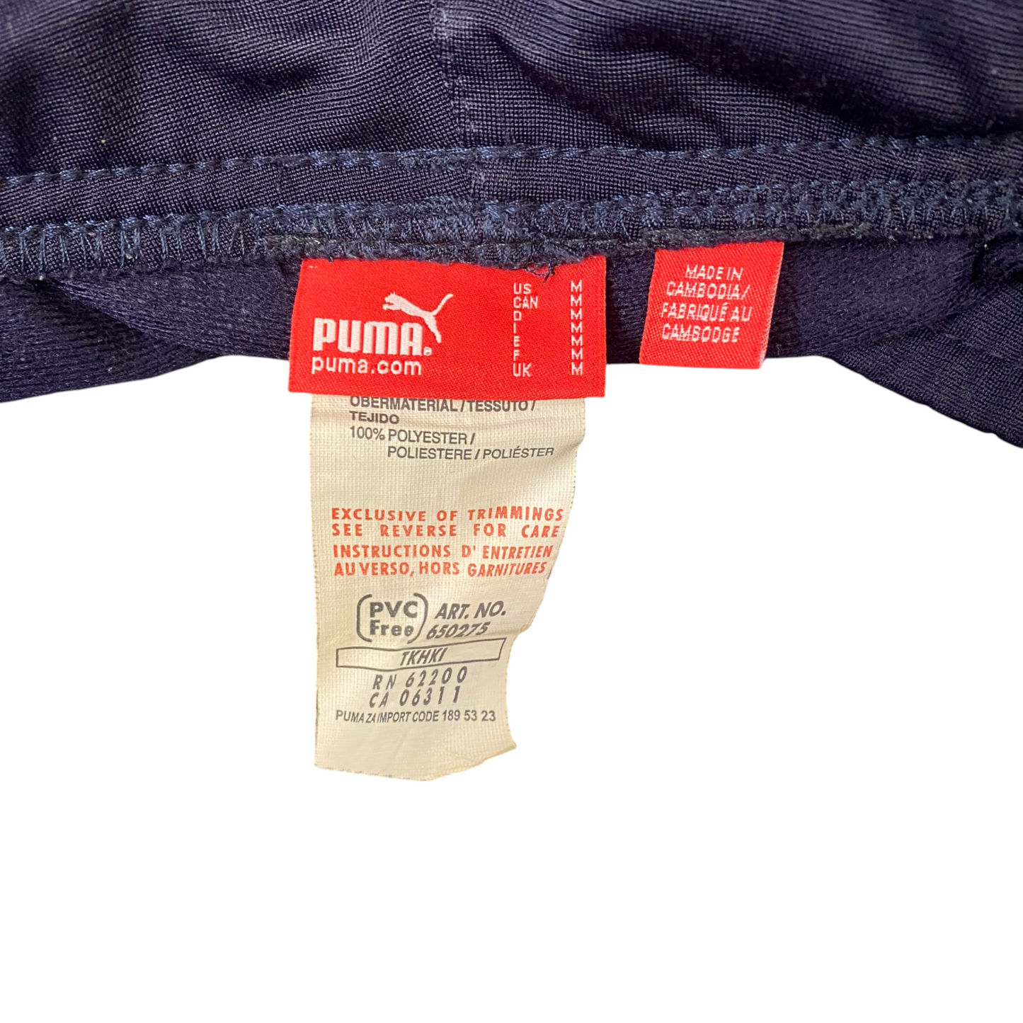 PUMA Track Pants Mens Medium Navy Training Running Drawstring Waist Tapered Leg