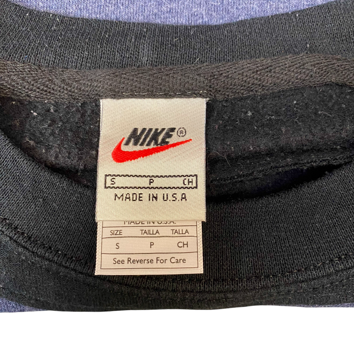Nike Reworked Sweatshirt Mens S Black Purple Embroidered Spellout Logo Vintage Y