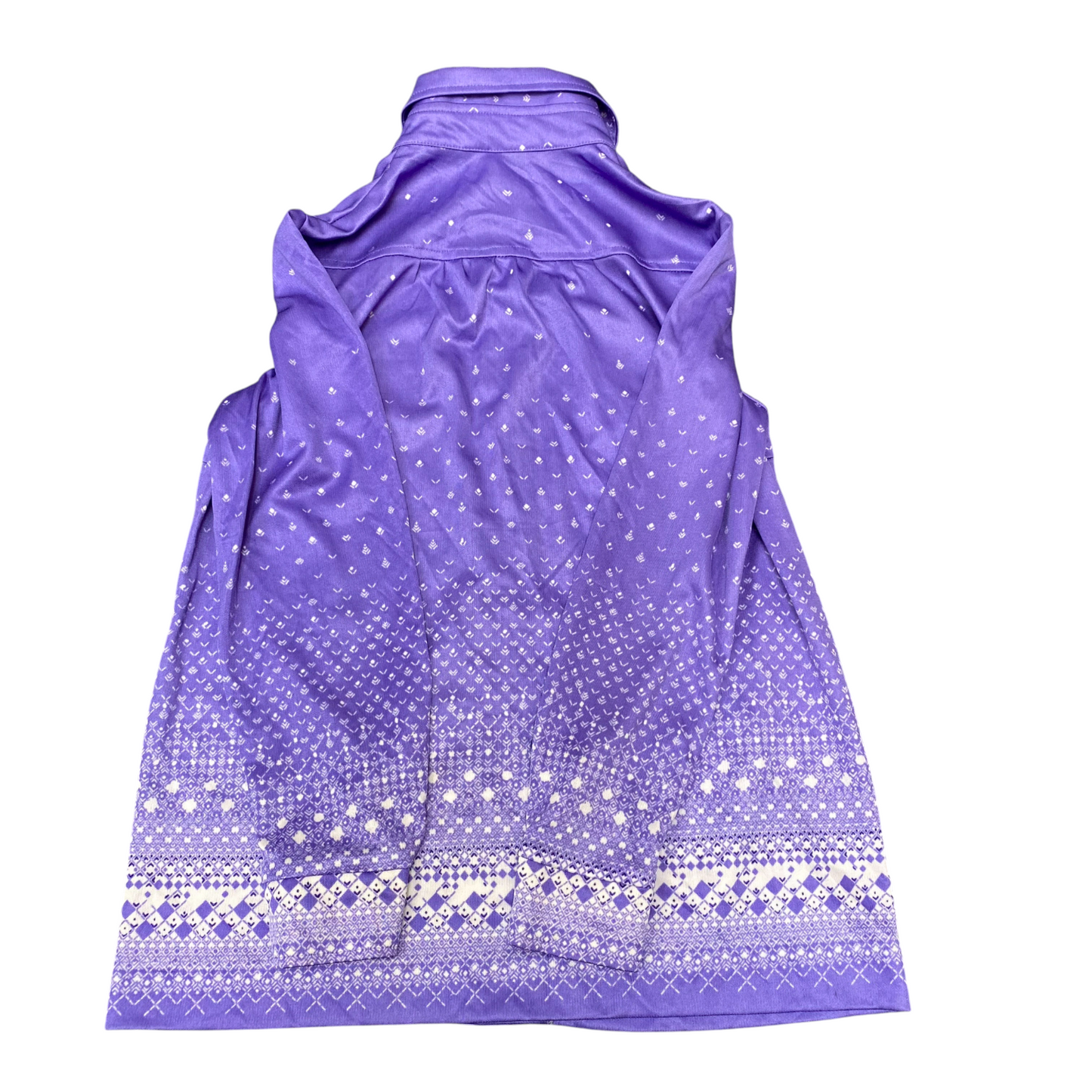 Shirt Top Womens S Purple White Geometric Long Sleeve Collared Button Down