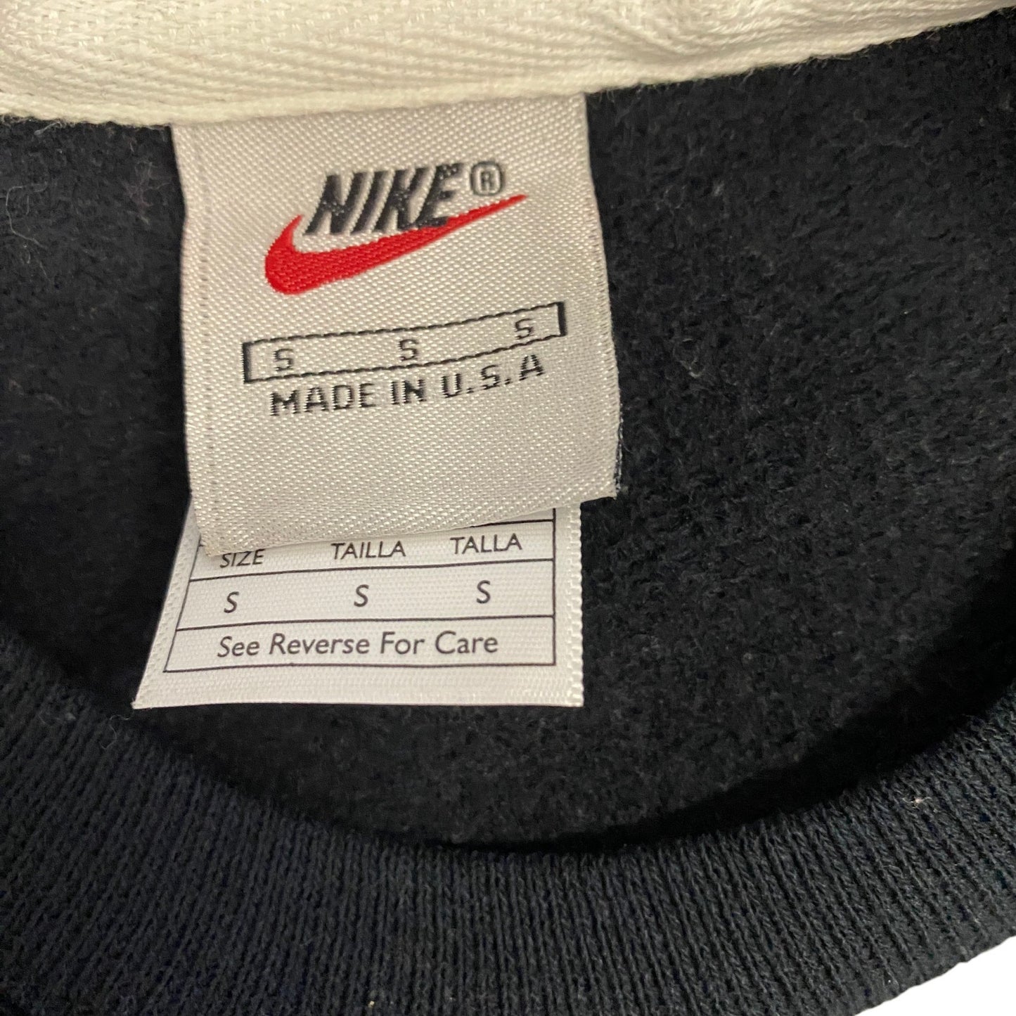 Nike Reworked Sweatshirt Mens S Black Pink Embroidered Spellout Logo Vintage Y2K