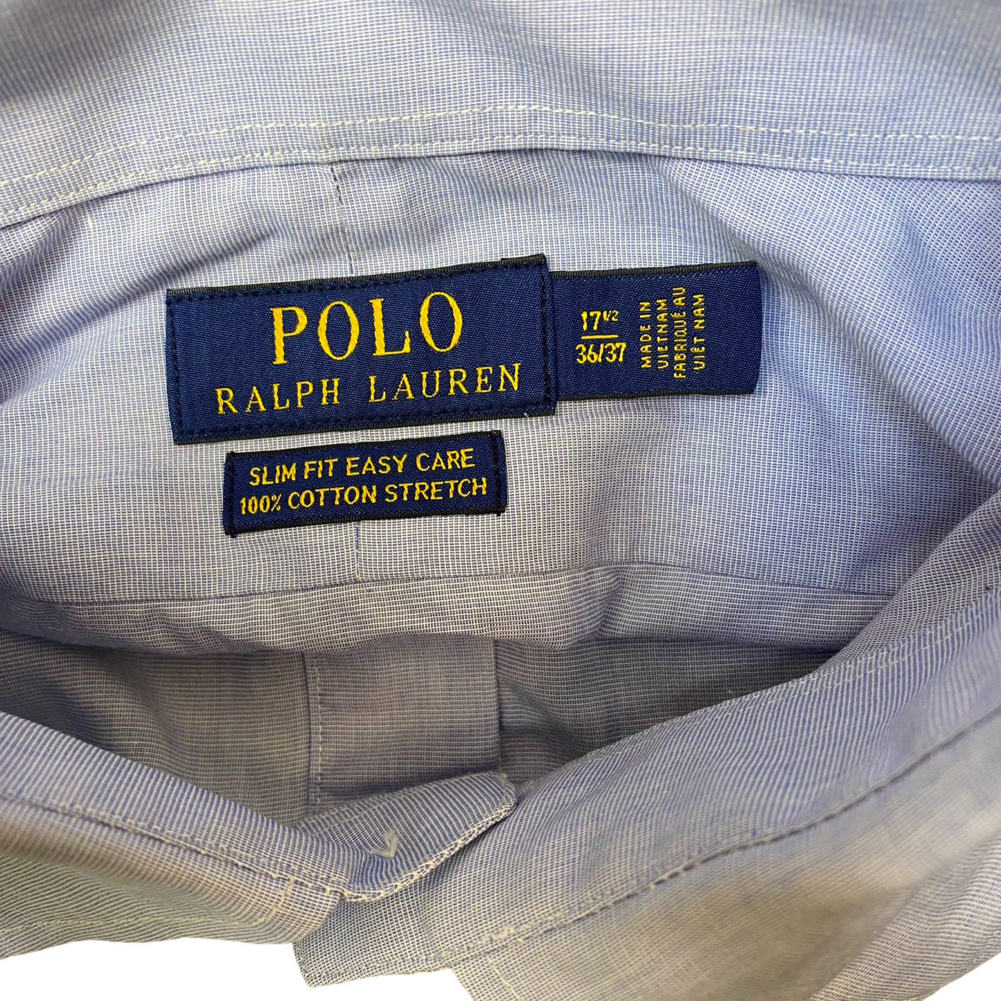 Polo Ralph Lauren Formal Shirt Mens XL Blue Slim Fit Easy Care Pony Button Down