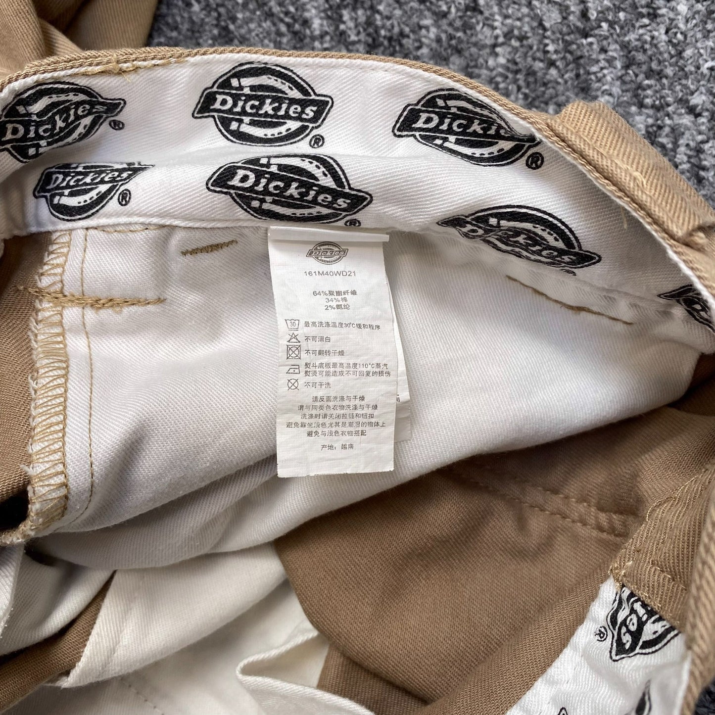 Dickies Trousers Men Medium Beige Straight Fit Slash Pockets Workwear Outdoor