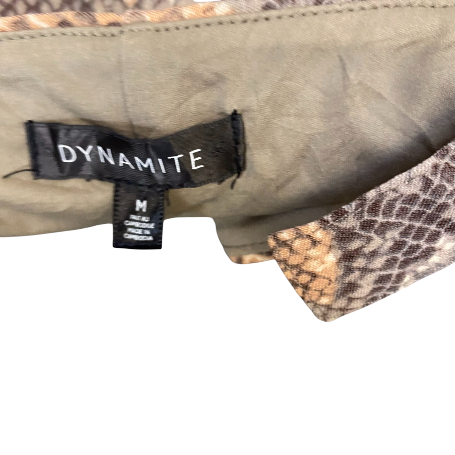 Dynamite Corset Top Womens M Brown Snake Print Wide Straps Outdoor Pullover