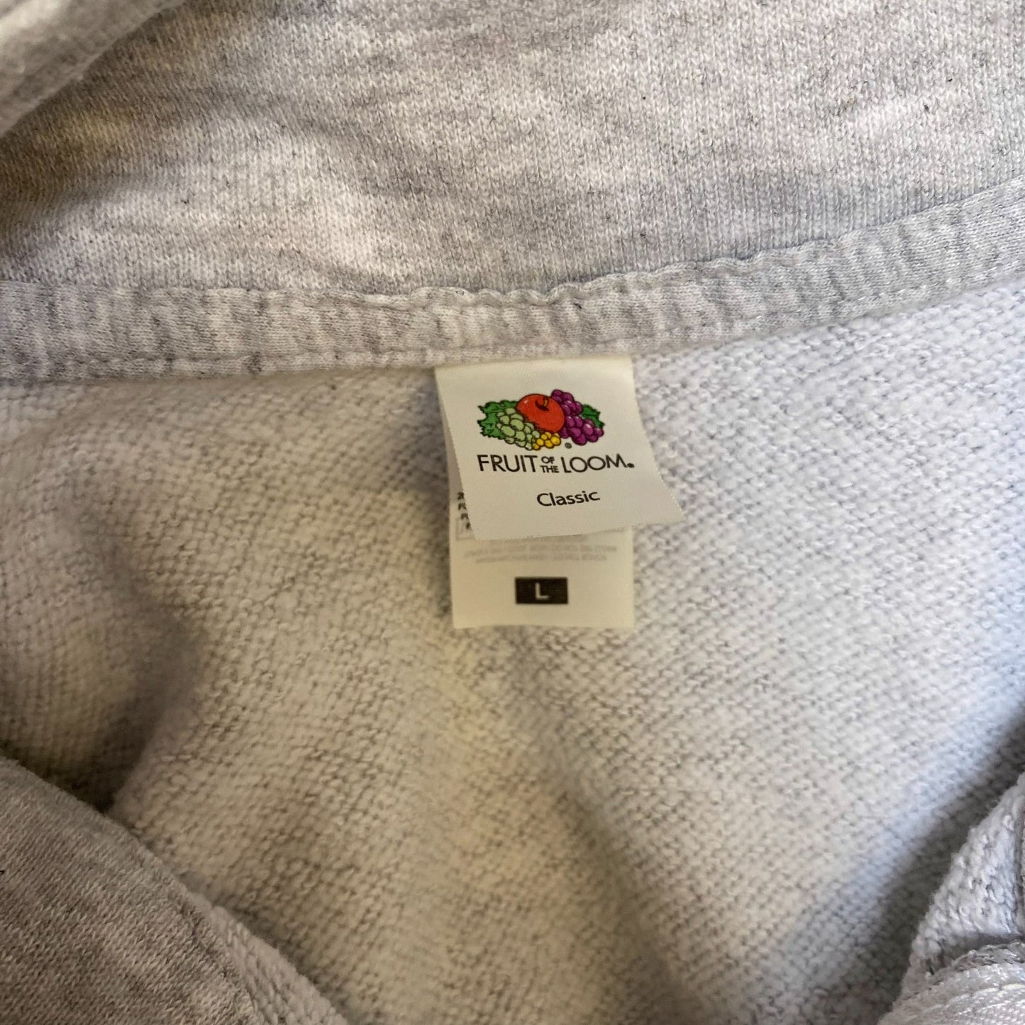 Fruit of The Loom Fleece Jacket Mens Large Grey Long Sleeve Classic Fit Full Zip