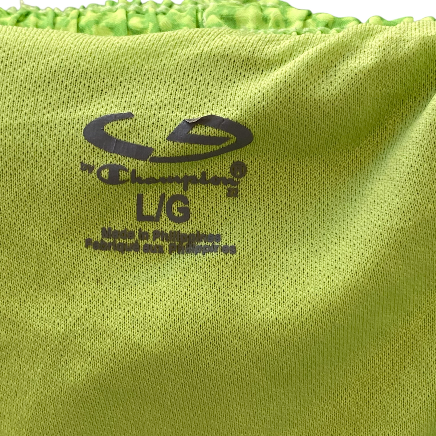 Champion Sprinter Shorts Womens Large Green Patterned Elastic Waist Athletic