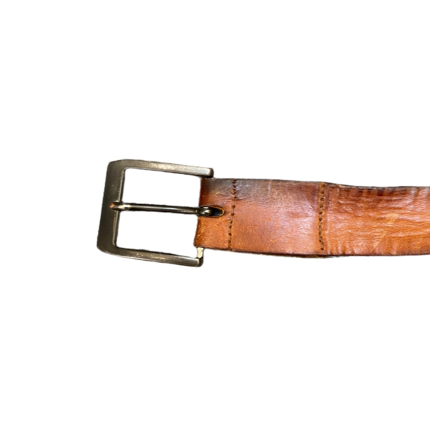 Vintage Waist Belt Mens Brown Leather Adjustable Silver Pin Buckle 50 Inches