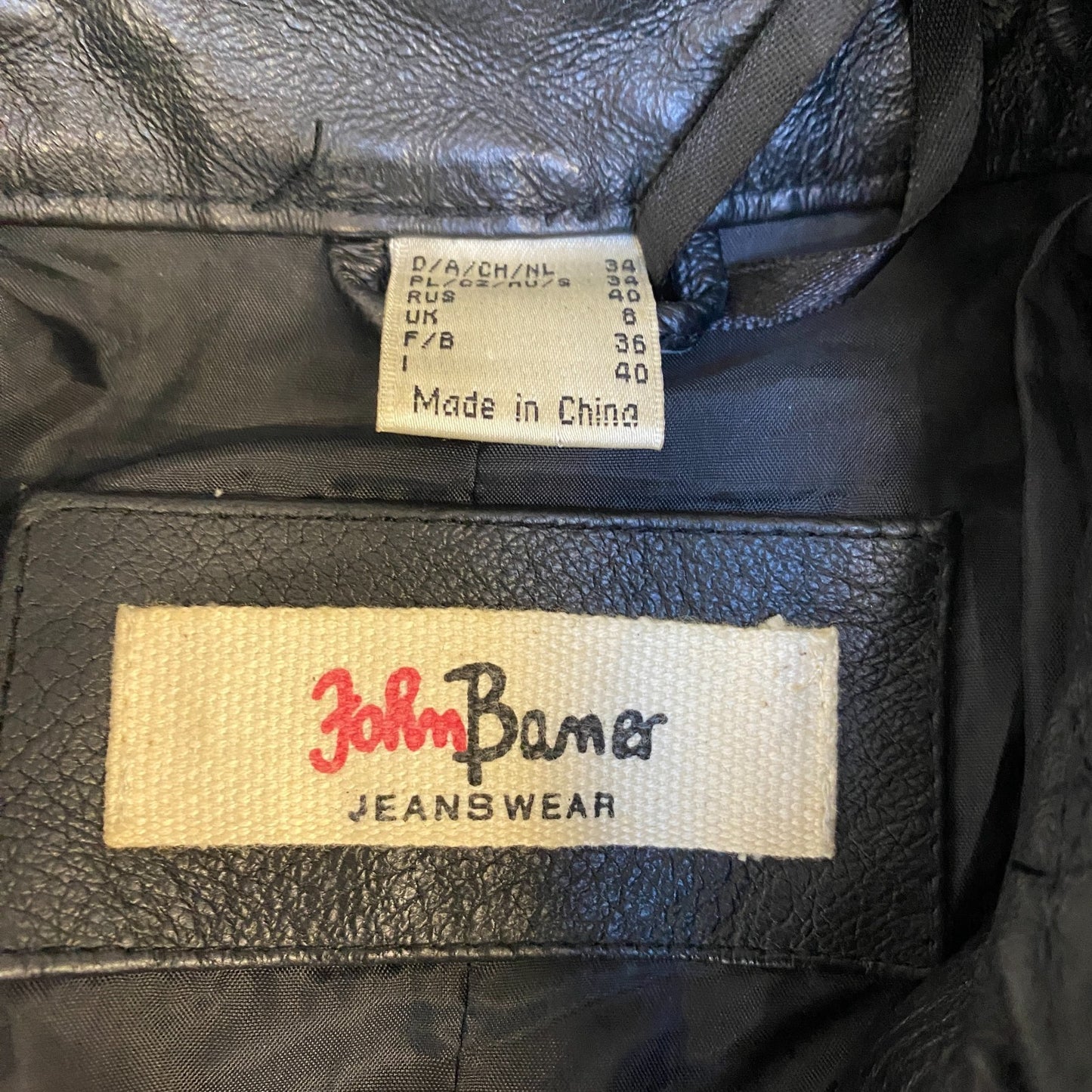 John Baner Real Leather Blazer Jacket Womens Medium Black Collar Single Breasted