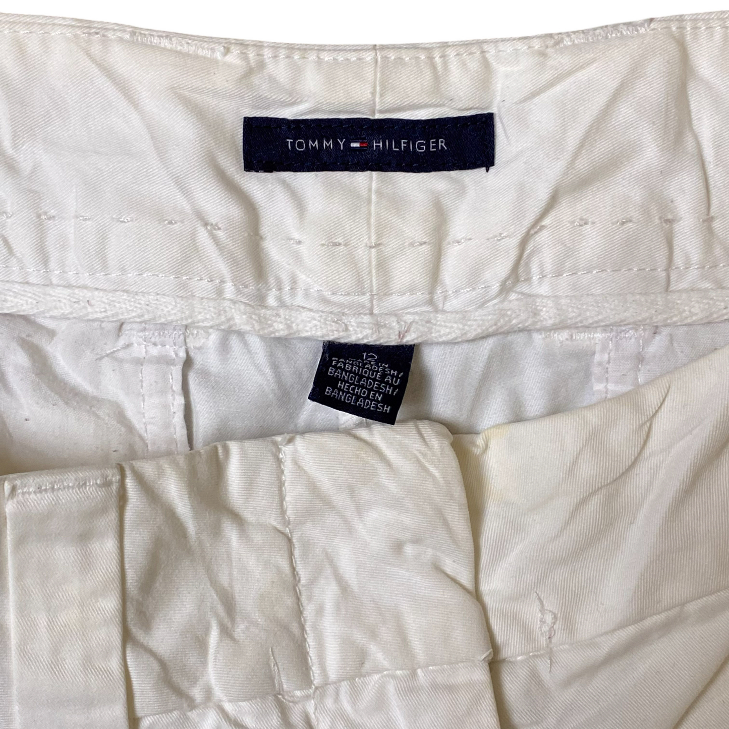 Tommy Hilfiger Chino Shorts Womens 35W 6L White Cotton Stretch Low Rise Pocket