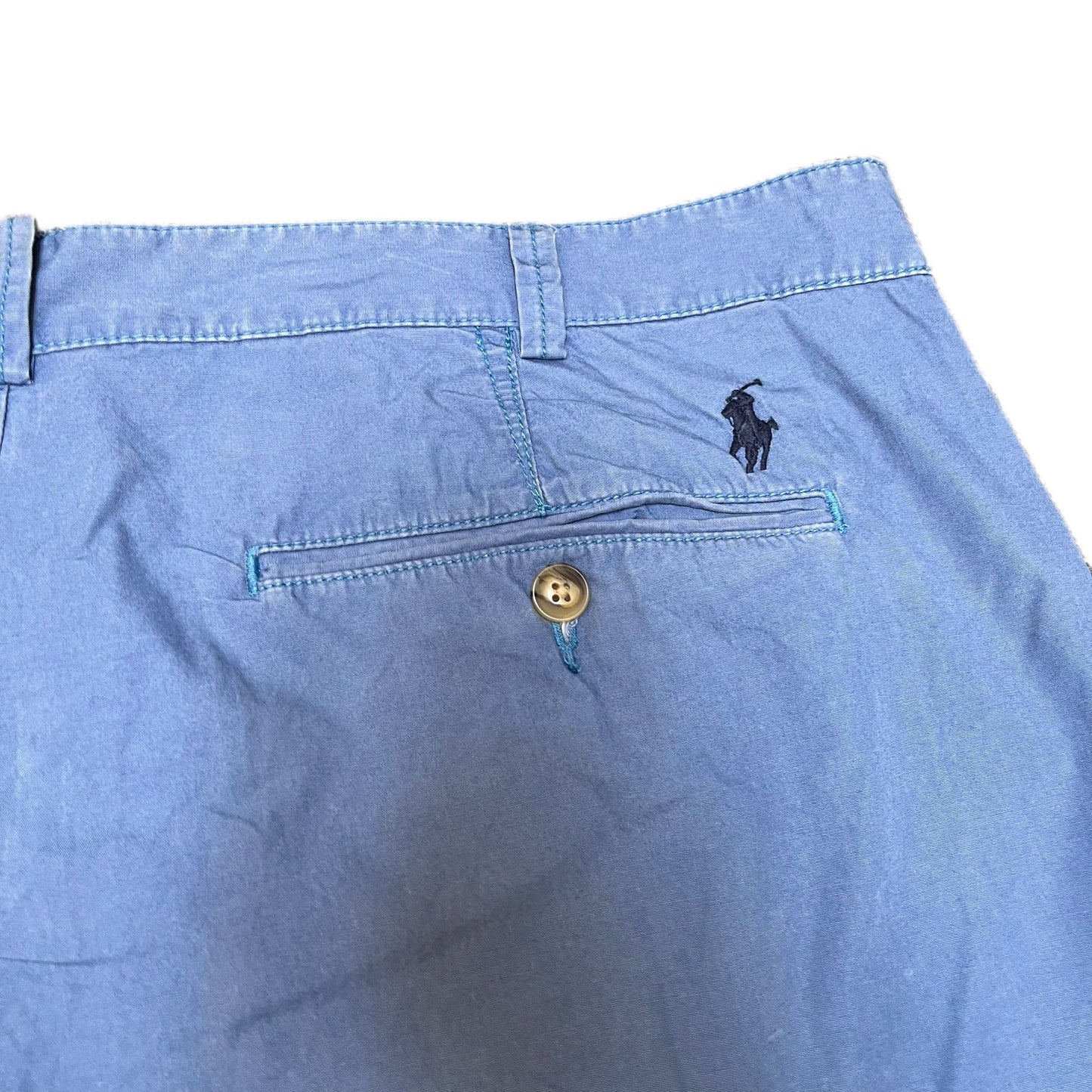 Polo Ralph Lauren Chino Shorts Fits as Men XL 40" Waist Blue Flat Front Outdoor