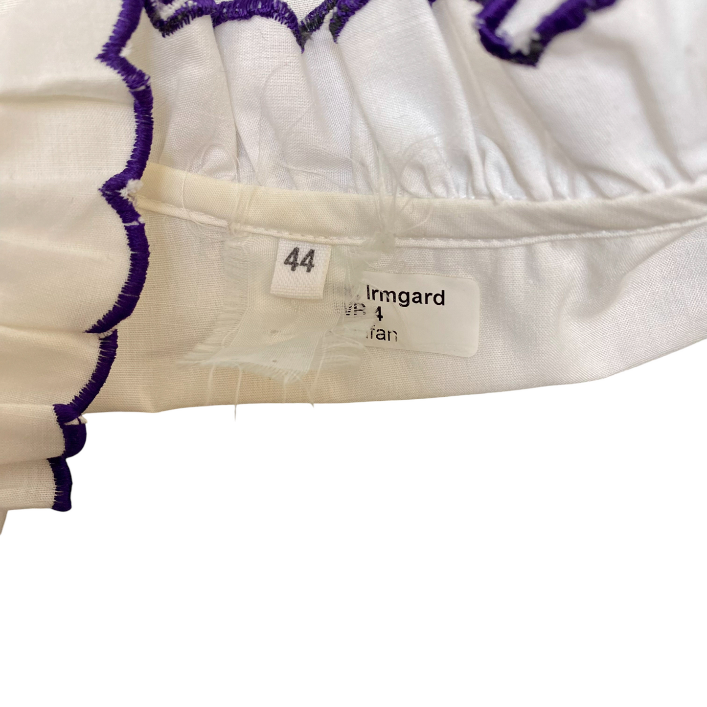 Blouse Top Womens L White Ruffle V-Neck Short Sleeve Button Front Casual Outdoor