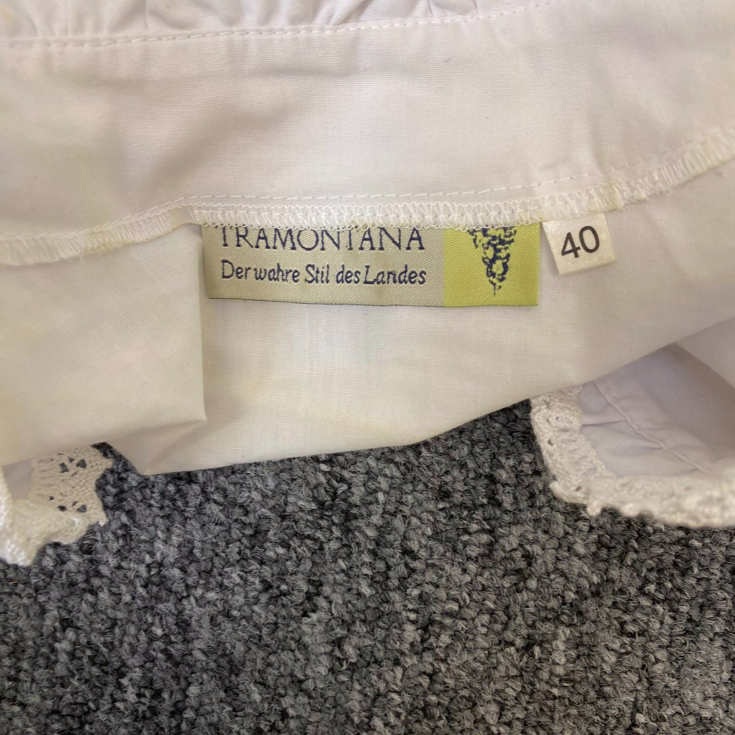Tramontana Dirndl Cropped Top Womens M White Lace Trim Square Neck Puff Sleeve