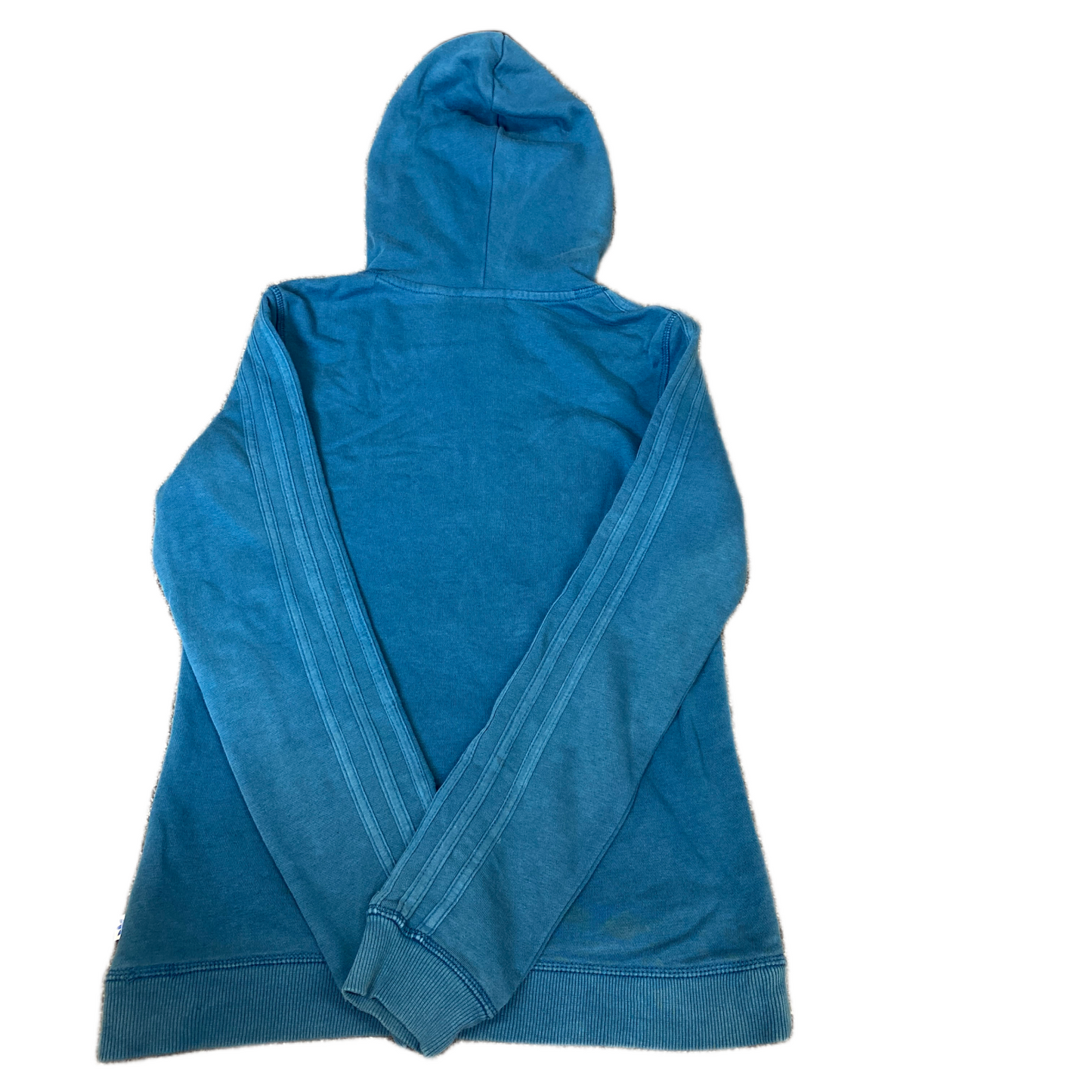Adidas Hoodie Girls Small Teal Blue 3-Stripes Embroidered Fleece Logo Pullover