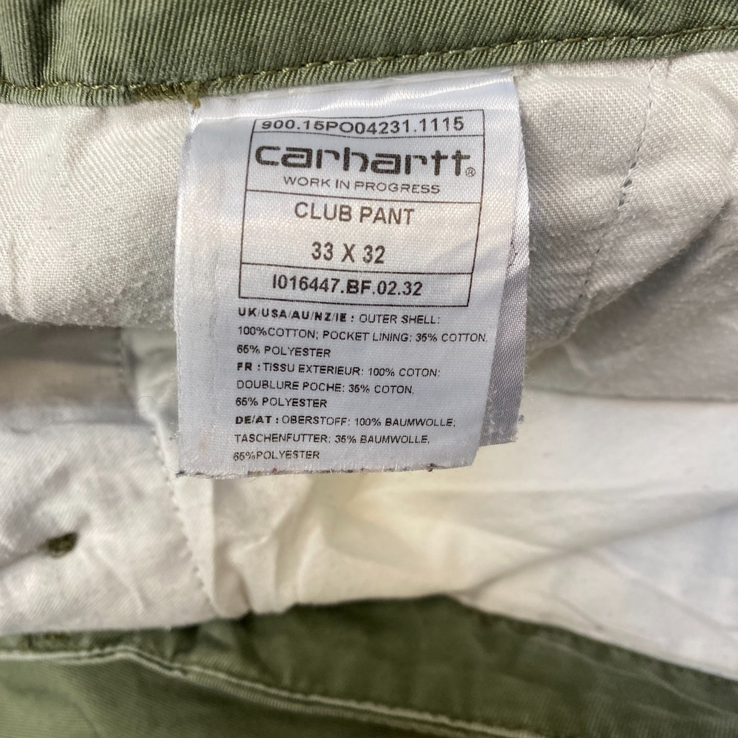 Carhartt Club Pants Mens Large Green Rugged Canvas Work Flat Front Straight Leg