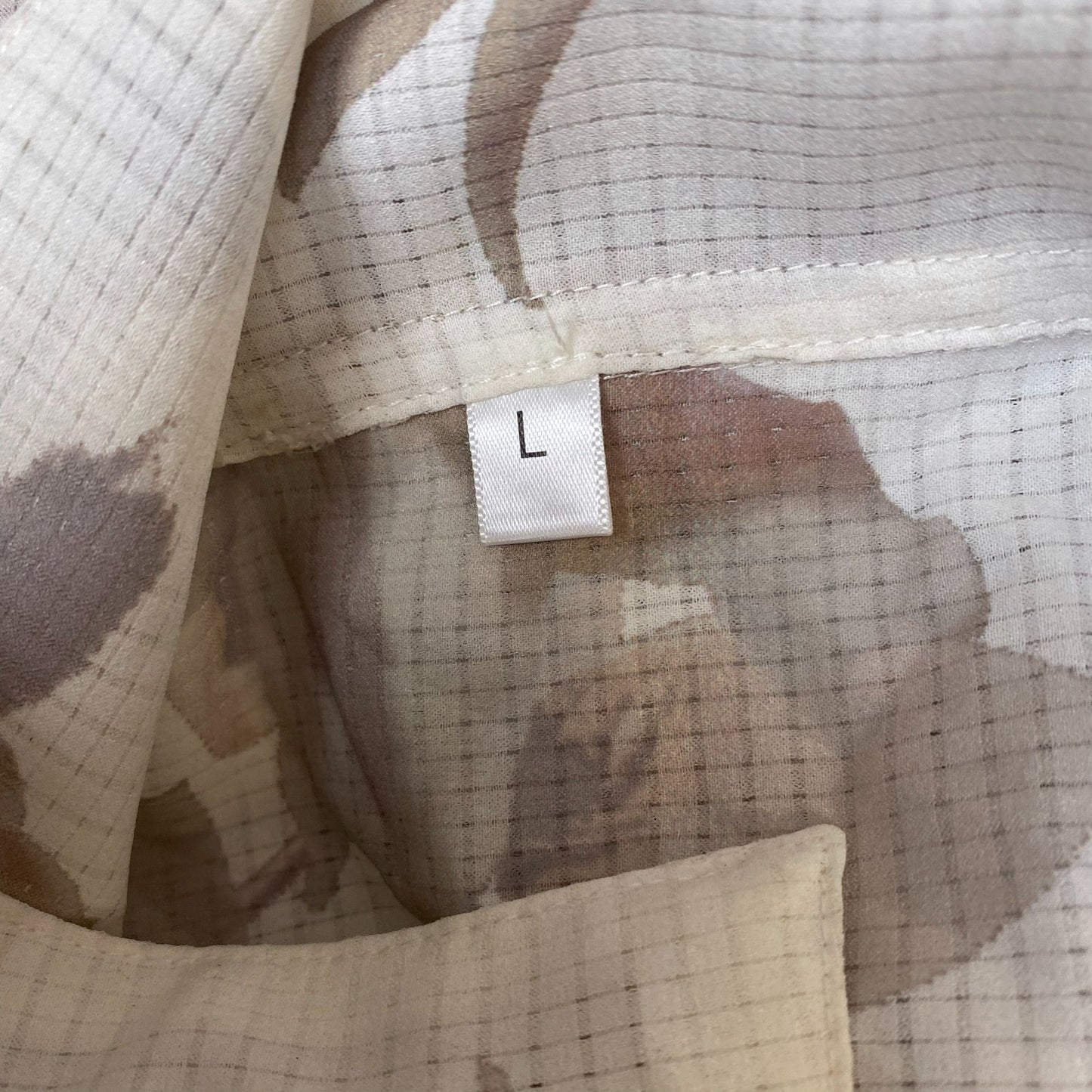 Hawaiian Shirt Mens L Cream Floral Pocket Short Sleeve Button Down Outdoor