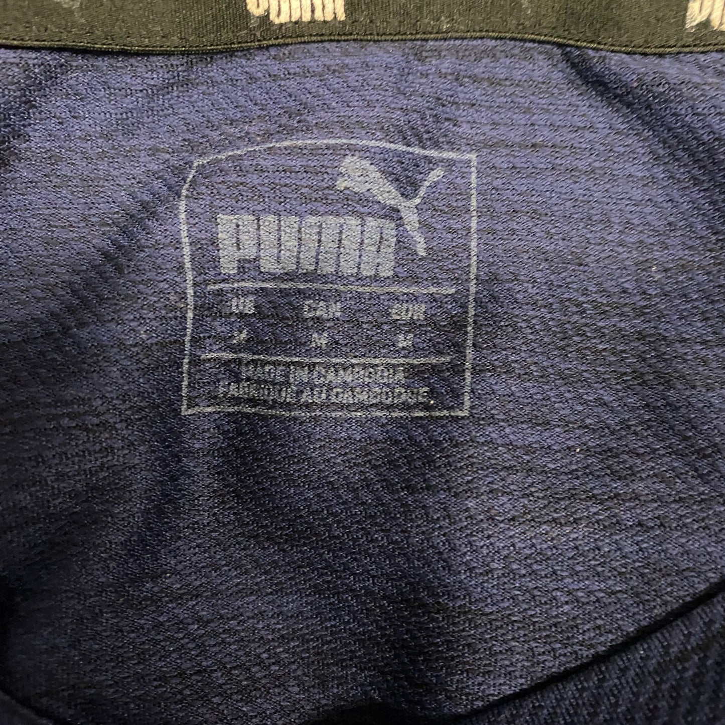 PUMA T-Shirt Mens Medium Purple Stripes Short Sleeve Crew Neck Pullover Tee