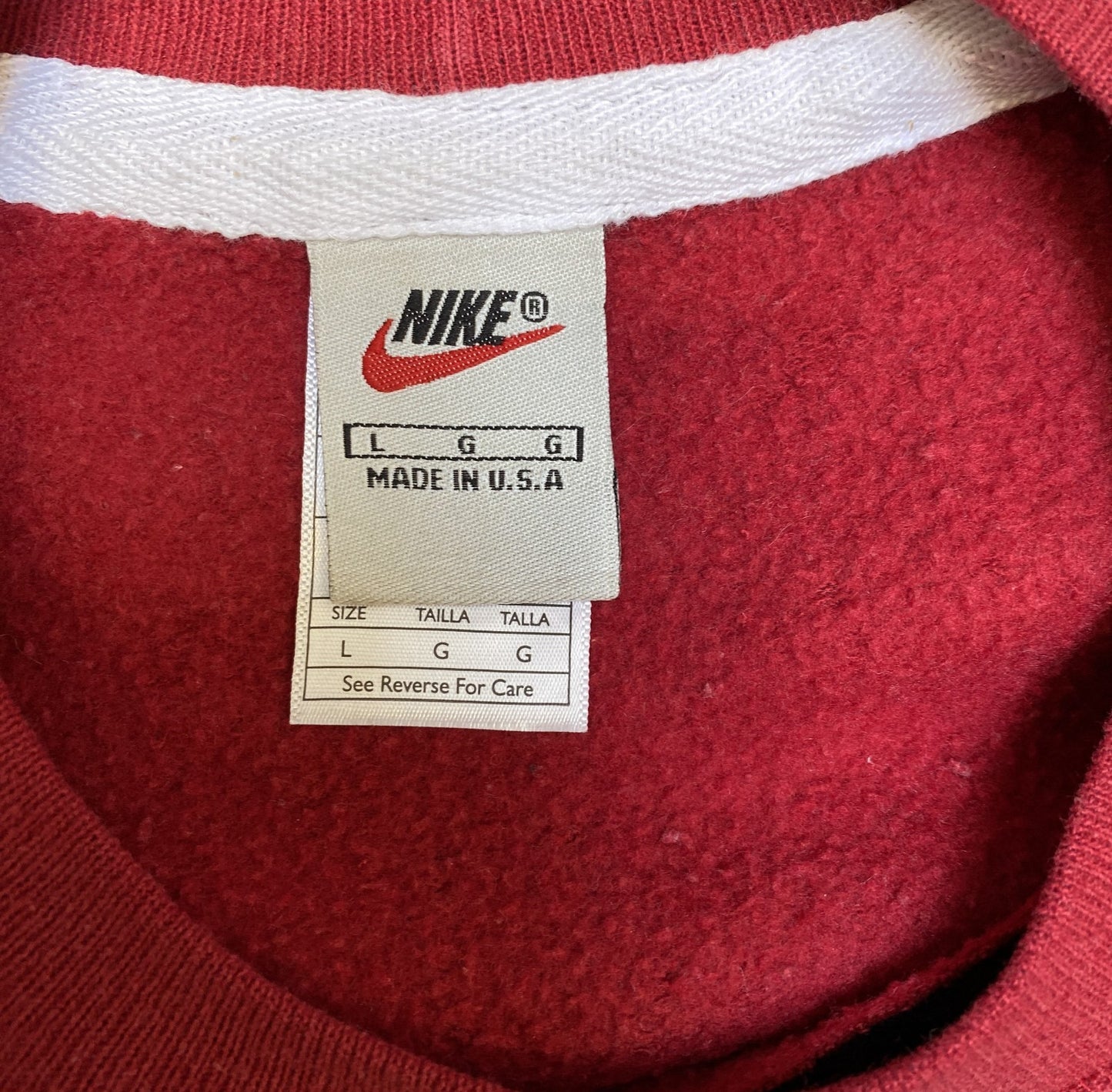 Nike Reworked Sweatshirt Mens Large Red Blue Embroidered Spellout Logo Vtg Y2K