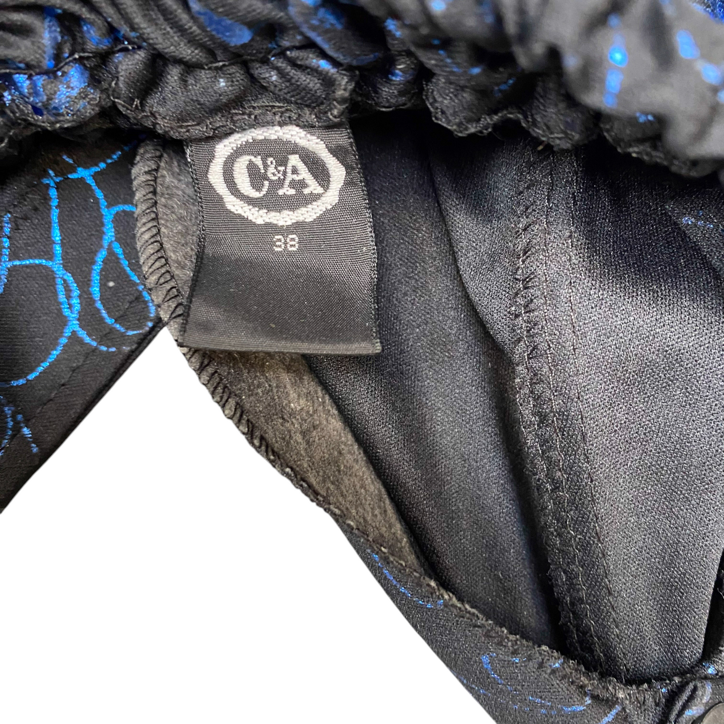 C&A Short Dress Womens S Black Floral Smocked Back Pleated Sleeveless Comfy