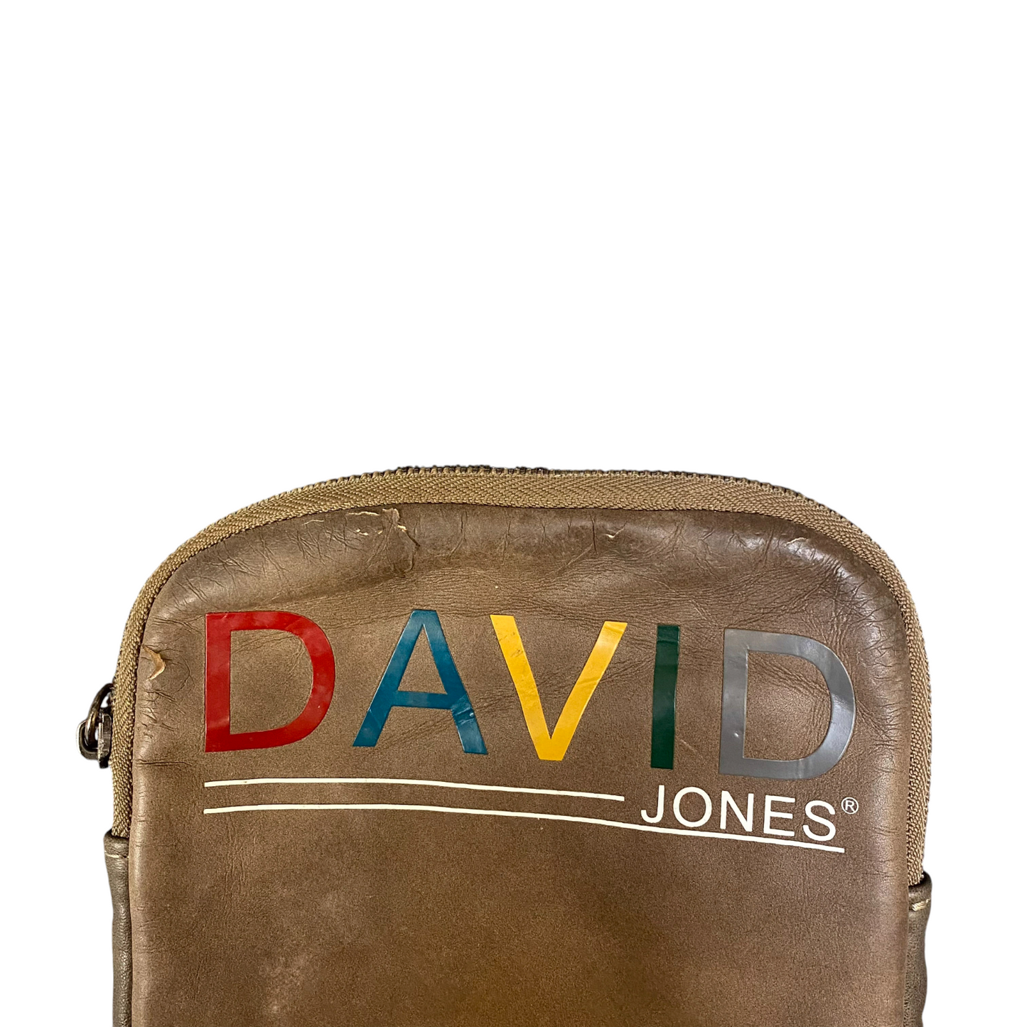 Vtg David Jones Crossbody Bag Womens Brown Leather Travel Organizer Zip Pocket