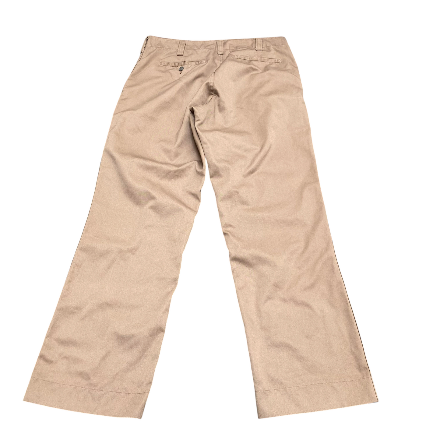 Trousers Men's Large Beige Straight Leg Casual Flat Front Slash Pockets Workwear