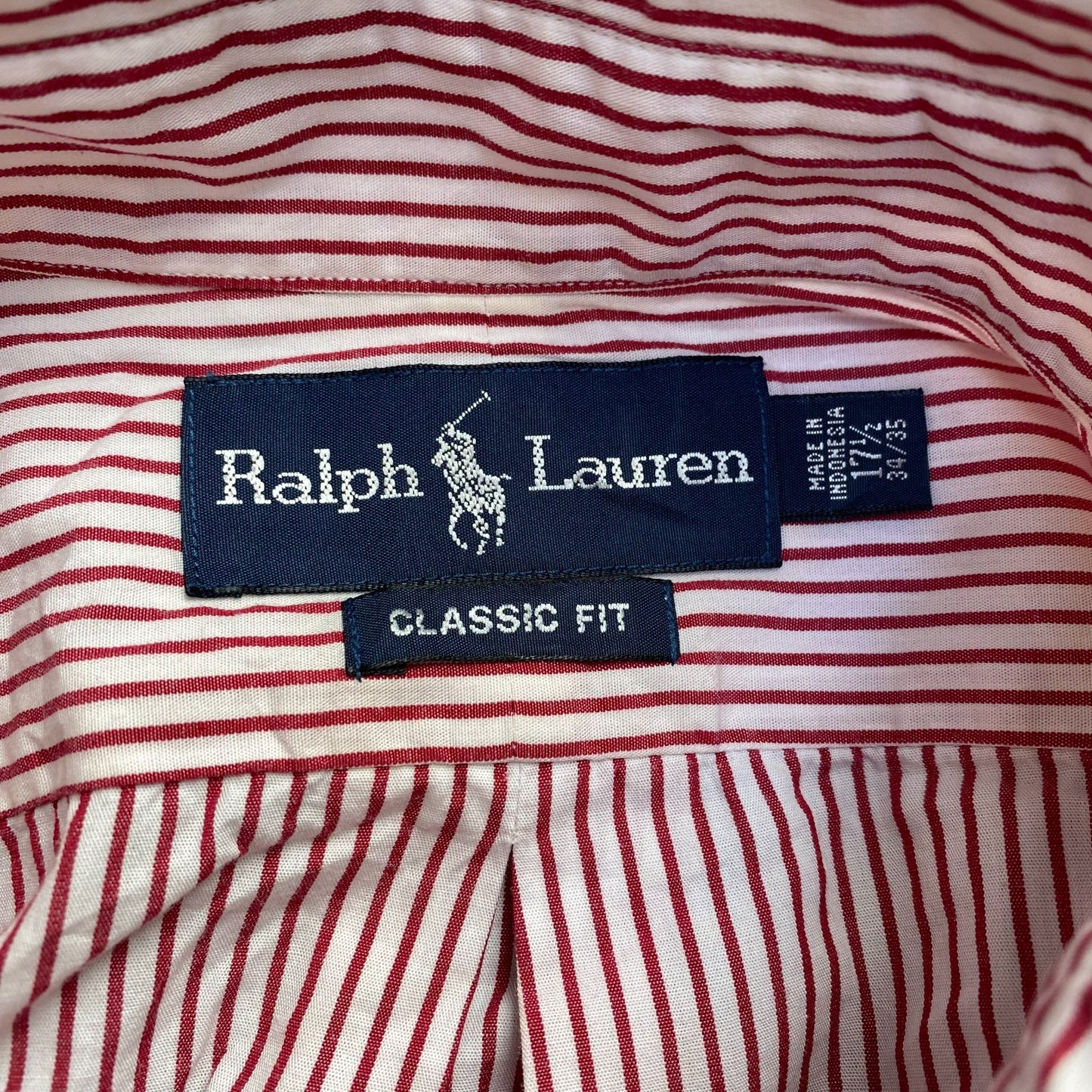 Ralph Lauren Formal Shirt Mens XL Red White Striped Long Sleeve Classic Fit Logo