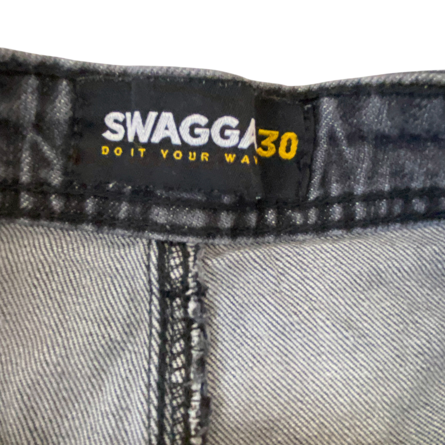 Swagga Jean Shorts Mens 30W Gray Denim Dark Wash Casual Mid-Rise Regular Outdoor