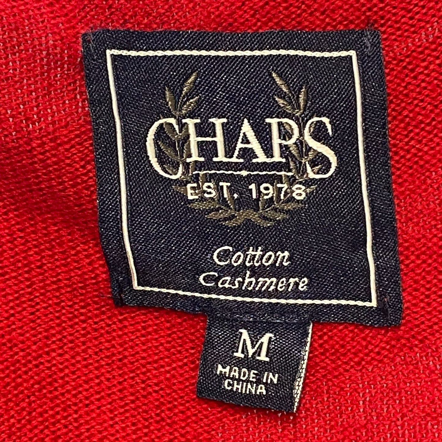 Chaps Gauge Jumper Mens Medium Red Cashmere Ribbed Hem & Cuff V Neck Pullover
