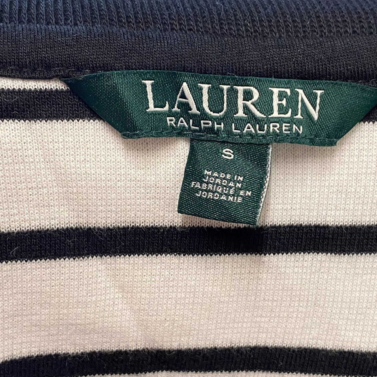 Ralph Lauren Jumper Womens Small White Black Striped Shawl Collar Toggle Front
