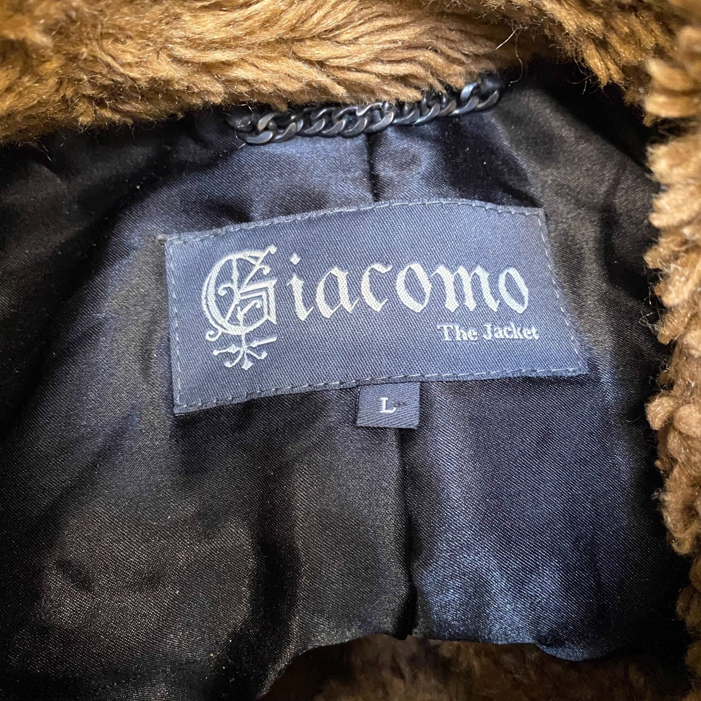 Giacomo Long Coat Womens Large Brown Faux Fur Lined Long Sleeve Snap Button