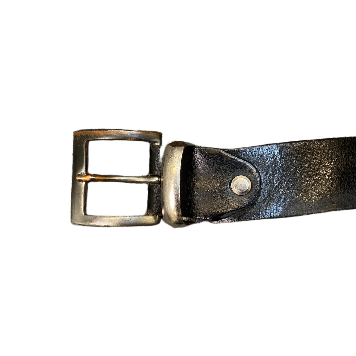 Waist Belt Mens Black Leather Adjustable Classic Silver Pin Buckle 45 Inches